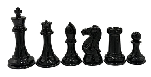 Silver & Black Weighted Chess Pieces, Tournament Size