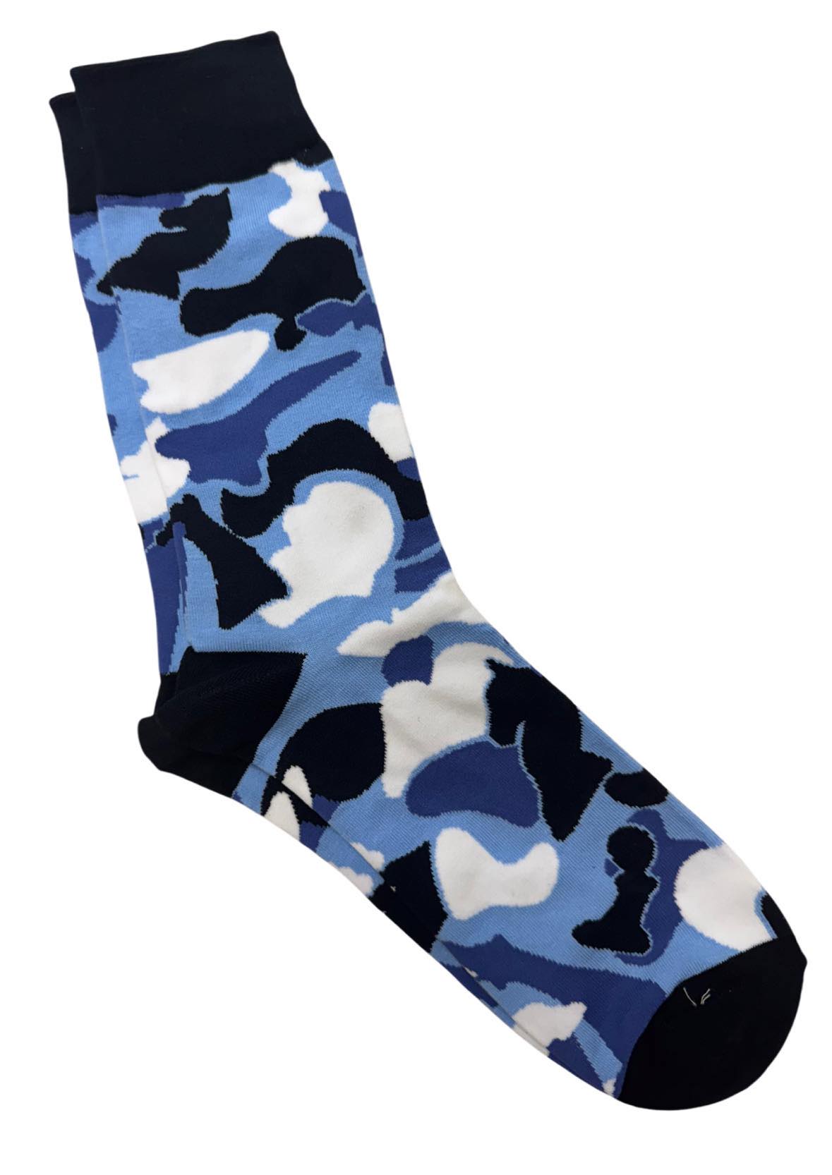 Blue Camouflage Chess Socks stacked