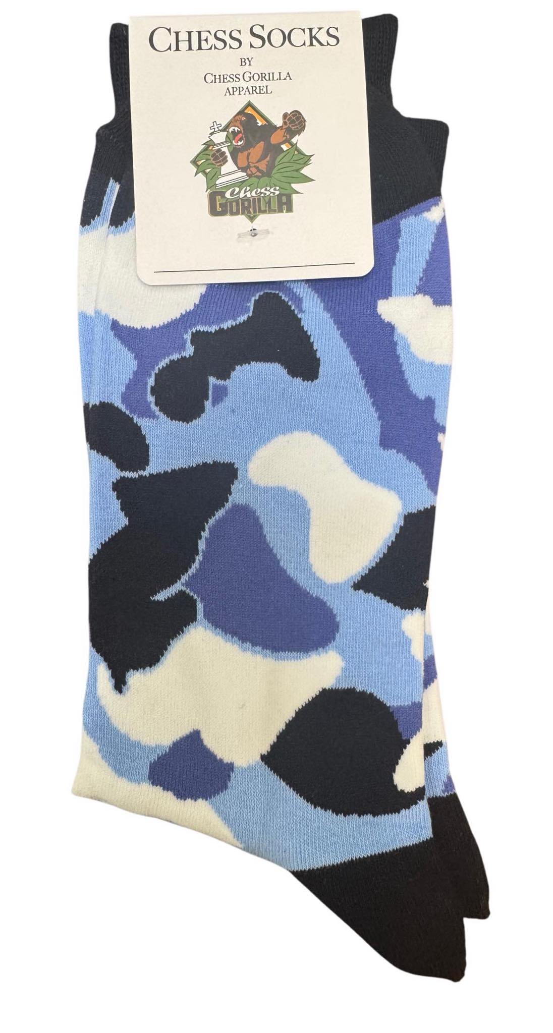 Blue Camouflage chess socks with hang tag