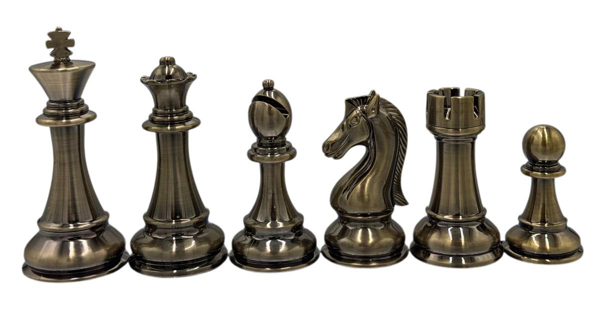 Copper & Brass Satin Finish Chess Pieces, 4 lb Set, 4.25" King