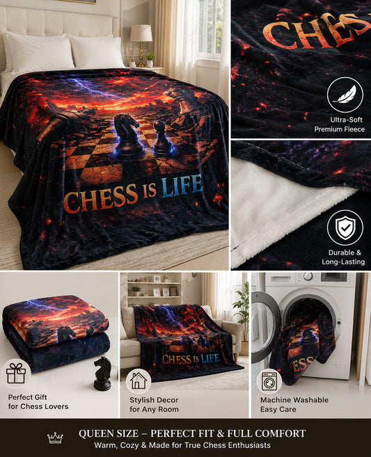 Chess is Life Fleece Blanket - Chess Gorilla Store