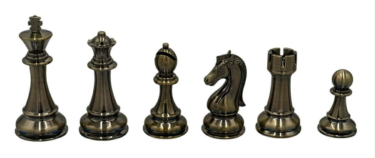 Copper & Brass Satin Finish Chess Set - 4lbs - 4.25 in. King