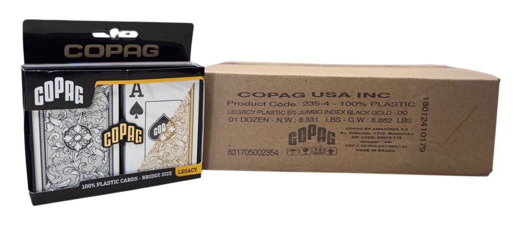 Legacy Bridge Size Black and Gold Plastic Playing Card Super Index 12 double decks
