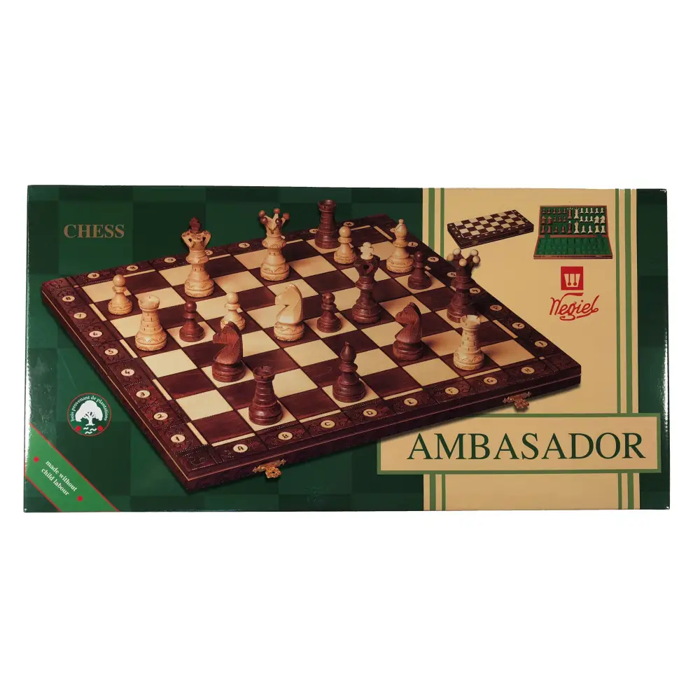 Ambassador Chess Set - 21" Folding Board - Box
