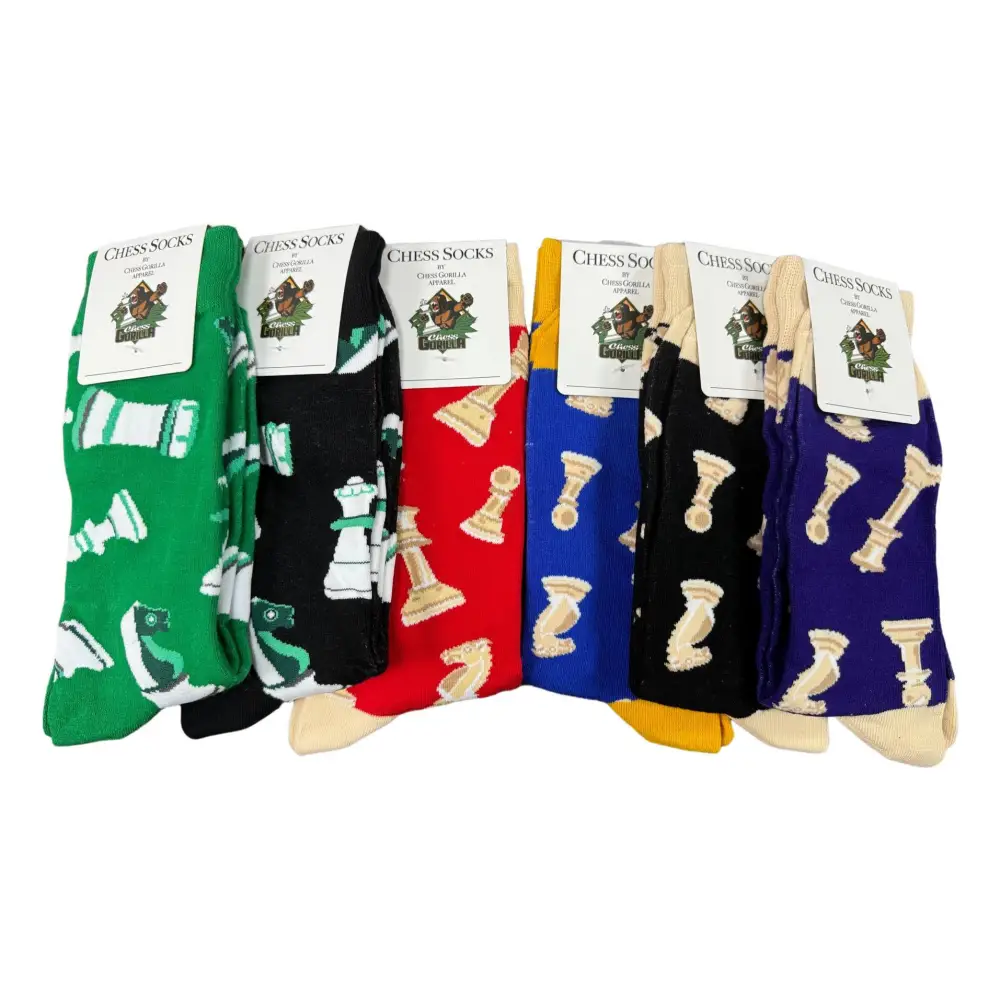 Chess Socks - Adult Size 6-12 - Choice of Color - Chess Apparel