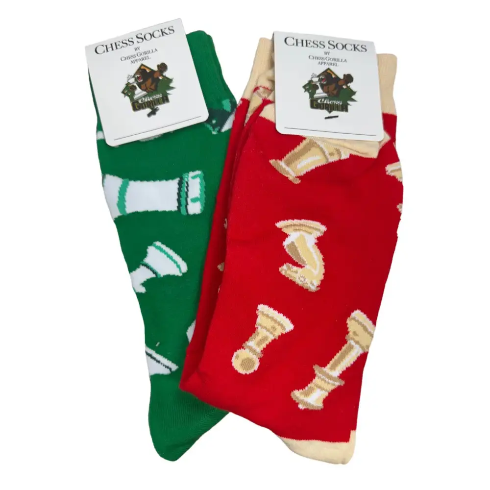 Chess Socks - Adult Size 6-12 Kings Queens Blue Burgundy