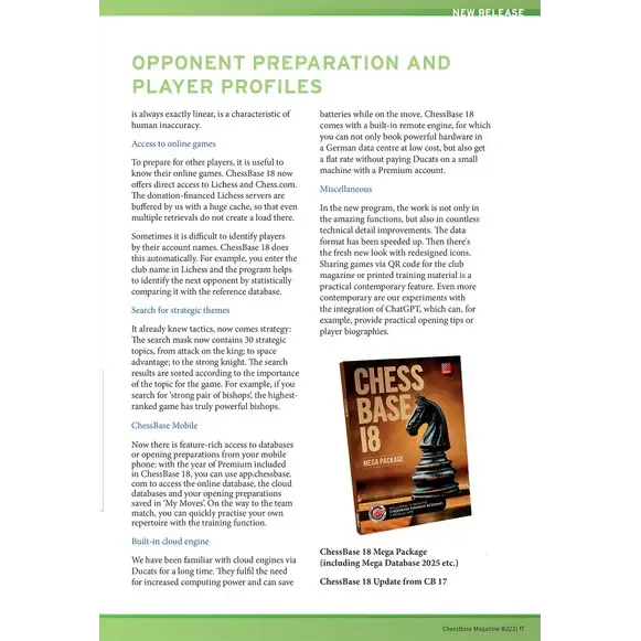 ChessBase 18 - Premium Package PC Download - Chess Software