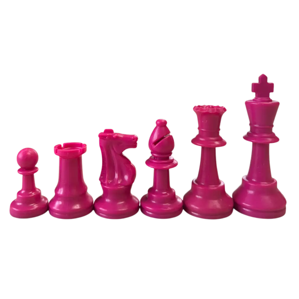 Color Club Special Chess Pieces - Single side 17 pieces - 2 Queens - Pink - Chess Pieces
