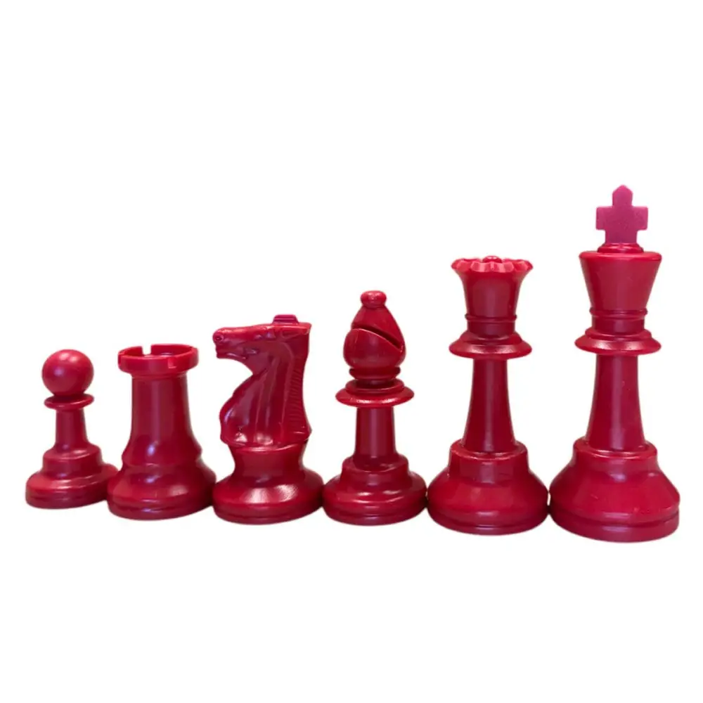 Color Club Special Chess Pieces - Single side 17 pieces - 2 Queens - Red - Chess Pieces