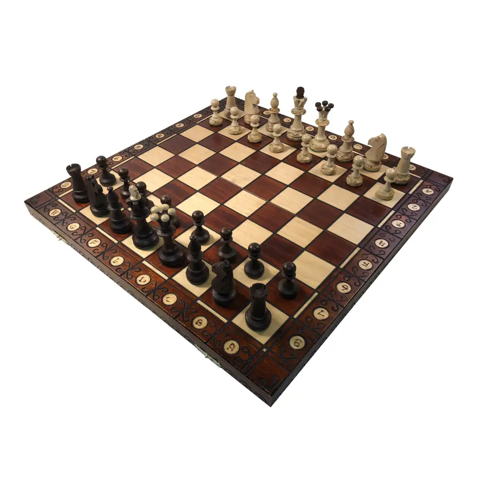 Consul Brown Chess Set - 19" Folding Board Setup