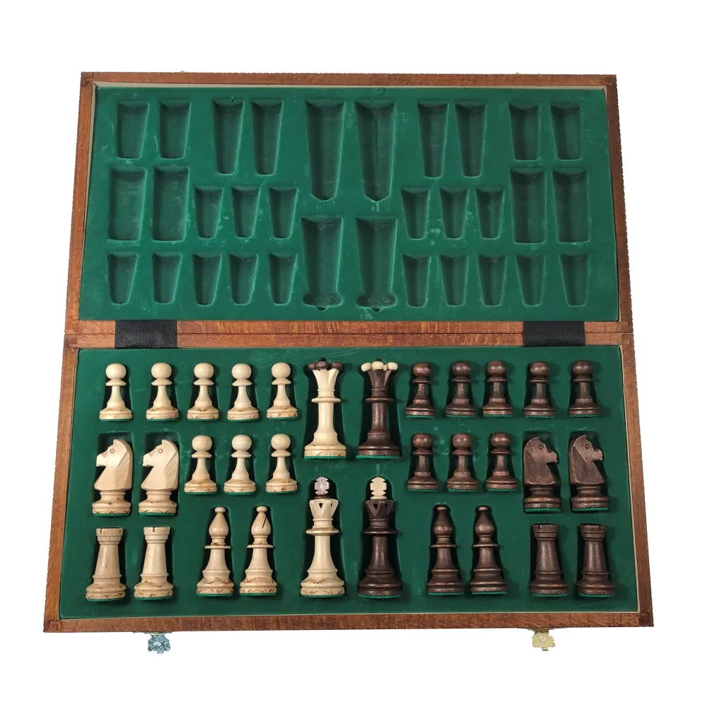 Consul Brown Chess Set - 19" Folding Board Inside box