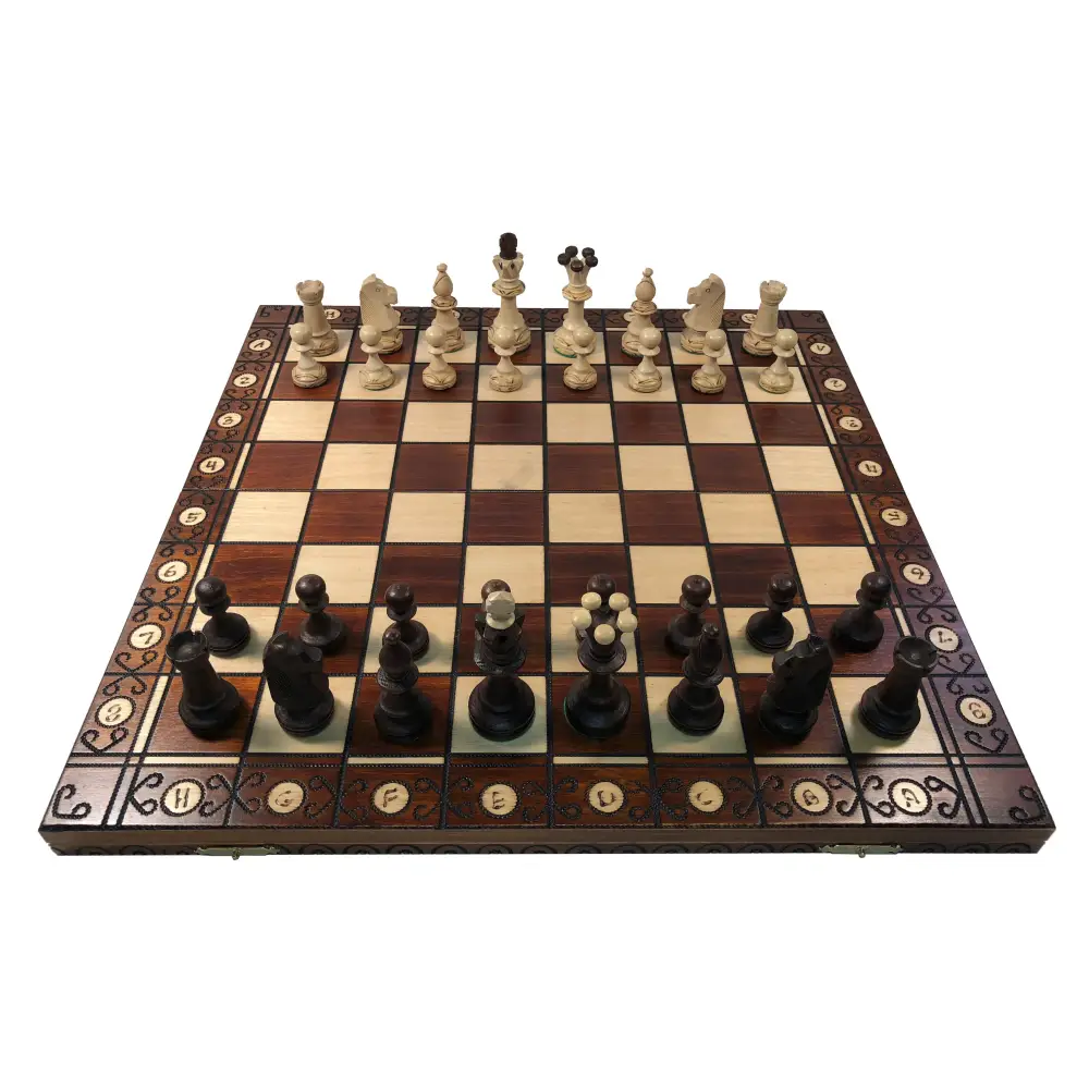 Consul Brown Chess Set - 19" Folding Board Setup