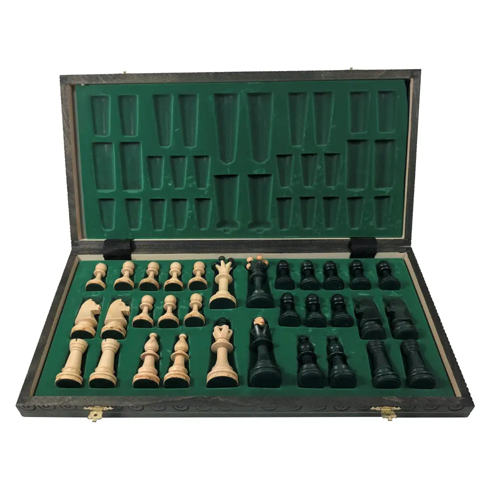 Consul Green Chess Set - 19" Folding Board Inside Box