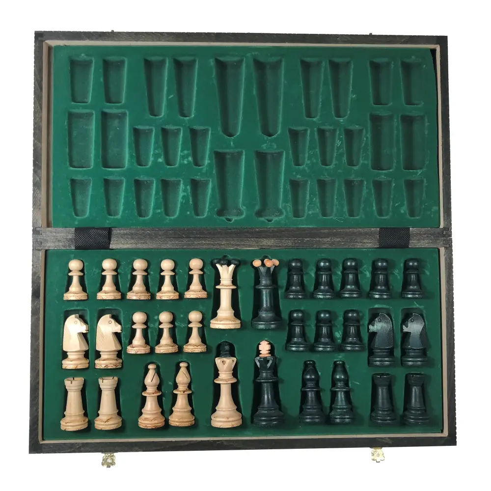 Consul Green Chess Set - 19" Folding Board Inside Box