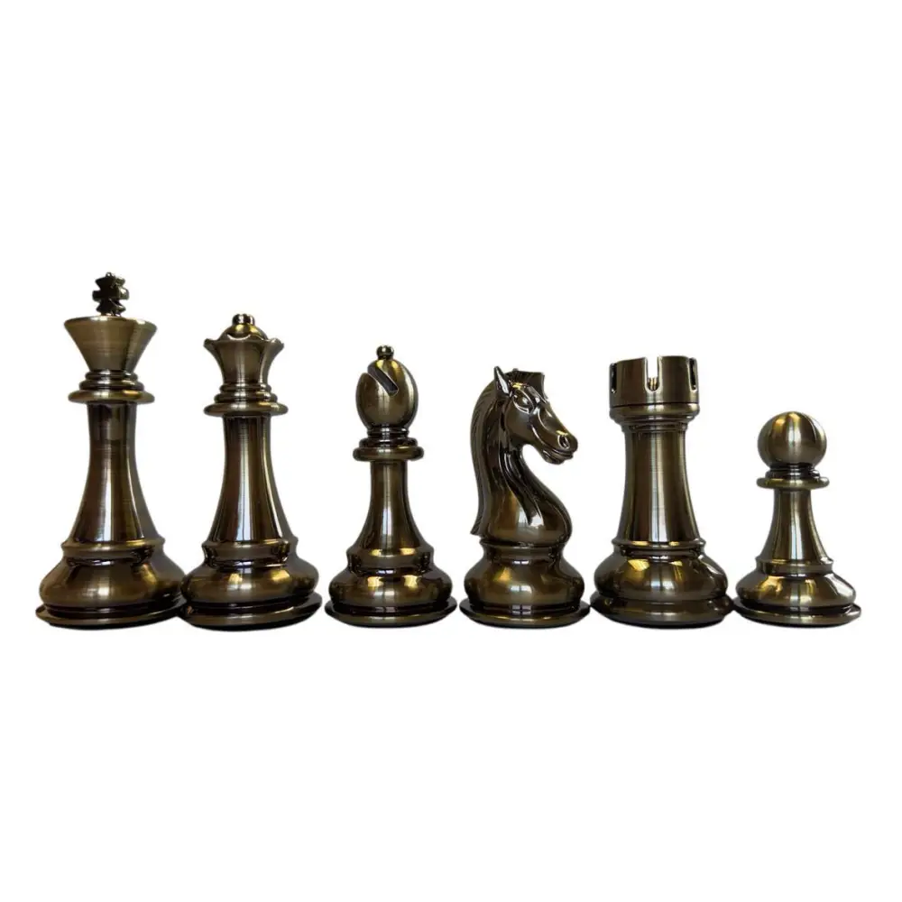 Copper & Brass Satin Finish Chess Set - 4lbs - 4.25 in. King - Chess Pieces