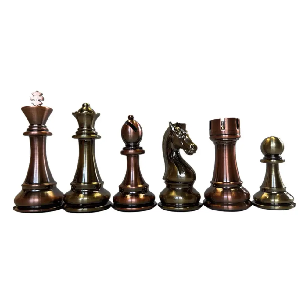 Copper & Brass Satin Finish Chess Set - 4lbs - 4.25 in. King - Chess Pieces