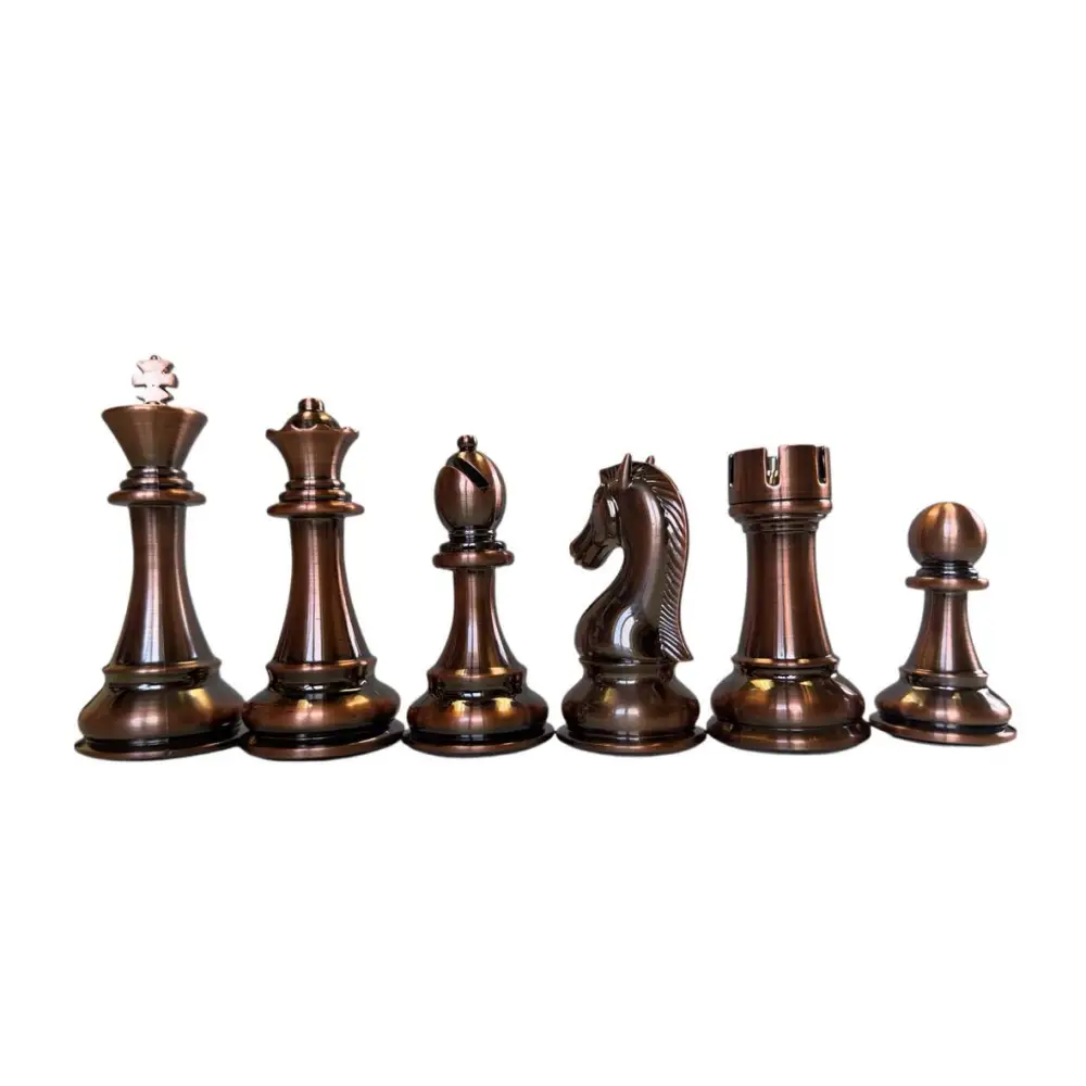 Copper & Brass Satin Finish Chess Set - 4lbs - 4.25 in. King - Chess Pieces