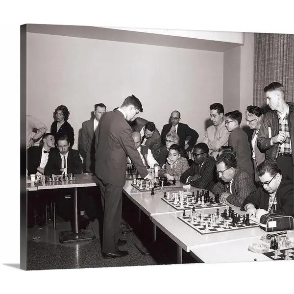 Fischer Simul Tour Canvas Collection - Kodak Park 1963-64 -20’’ X 24’’ size - Bobby Fischer in Simul Exhibition - Chess