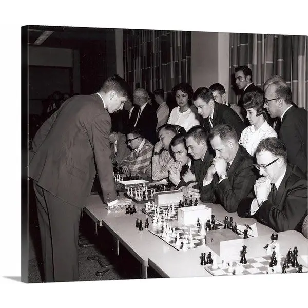 Fischer Simul Tour Canvas Collection - Kodak Park 1963-64 -20’’ X 24’’ size - Bobby Fischer playing group at Simul