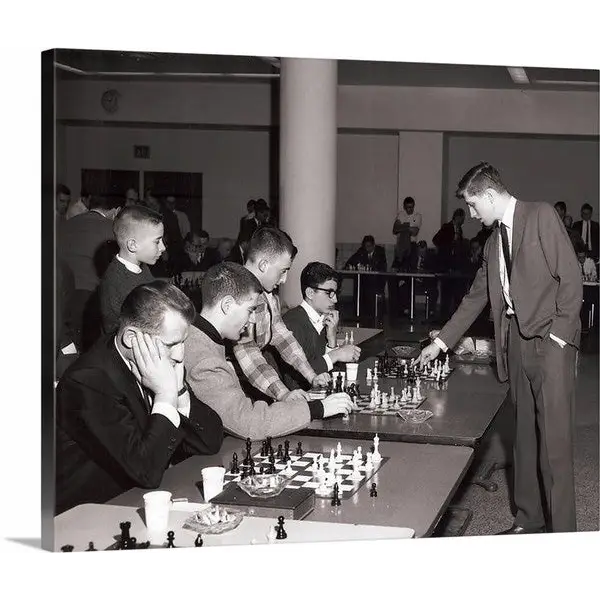 Fischer Simul Tour Canvas Collection - Kodak Park 1963-64 -20’’ X 24’’ size - Bobby Fischer playing kid in glasses