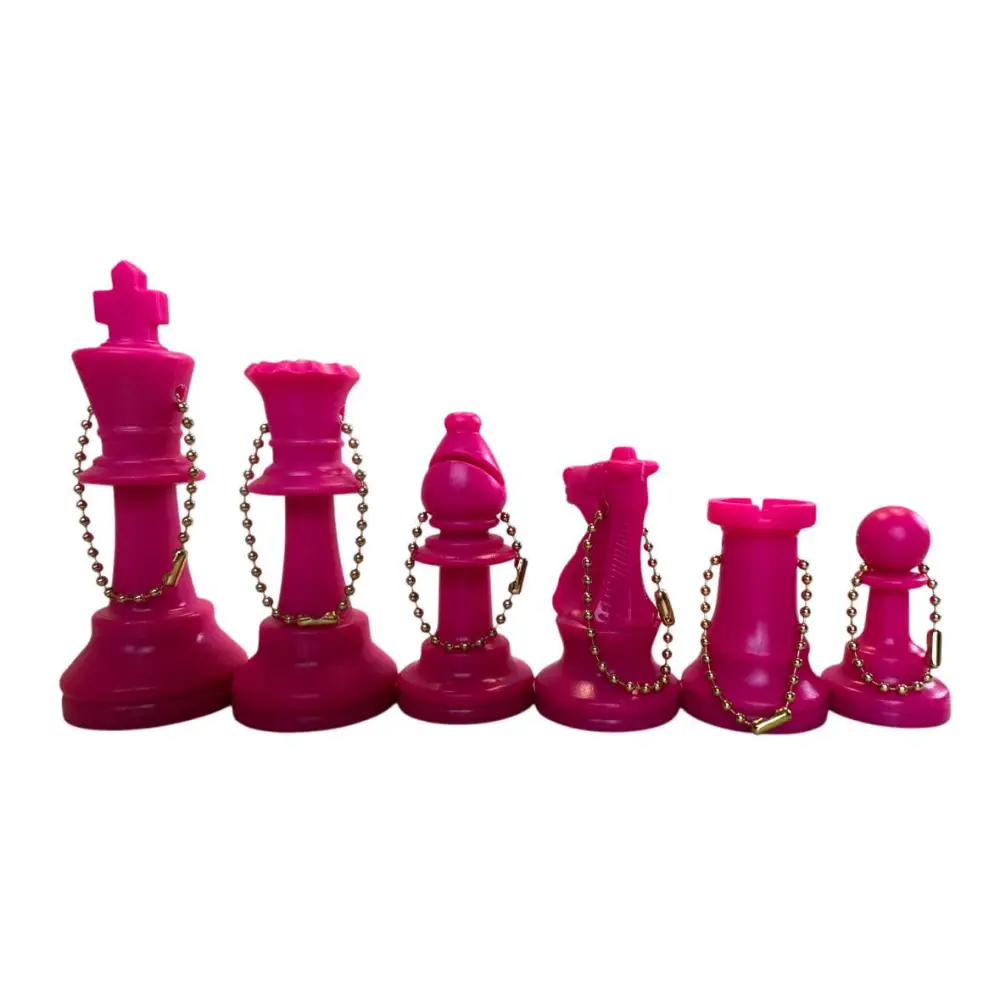 Full Side Plastic Chess KeyChains - Choice of Color - Pink - Chess Accessories
