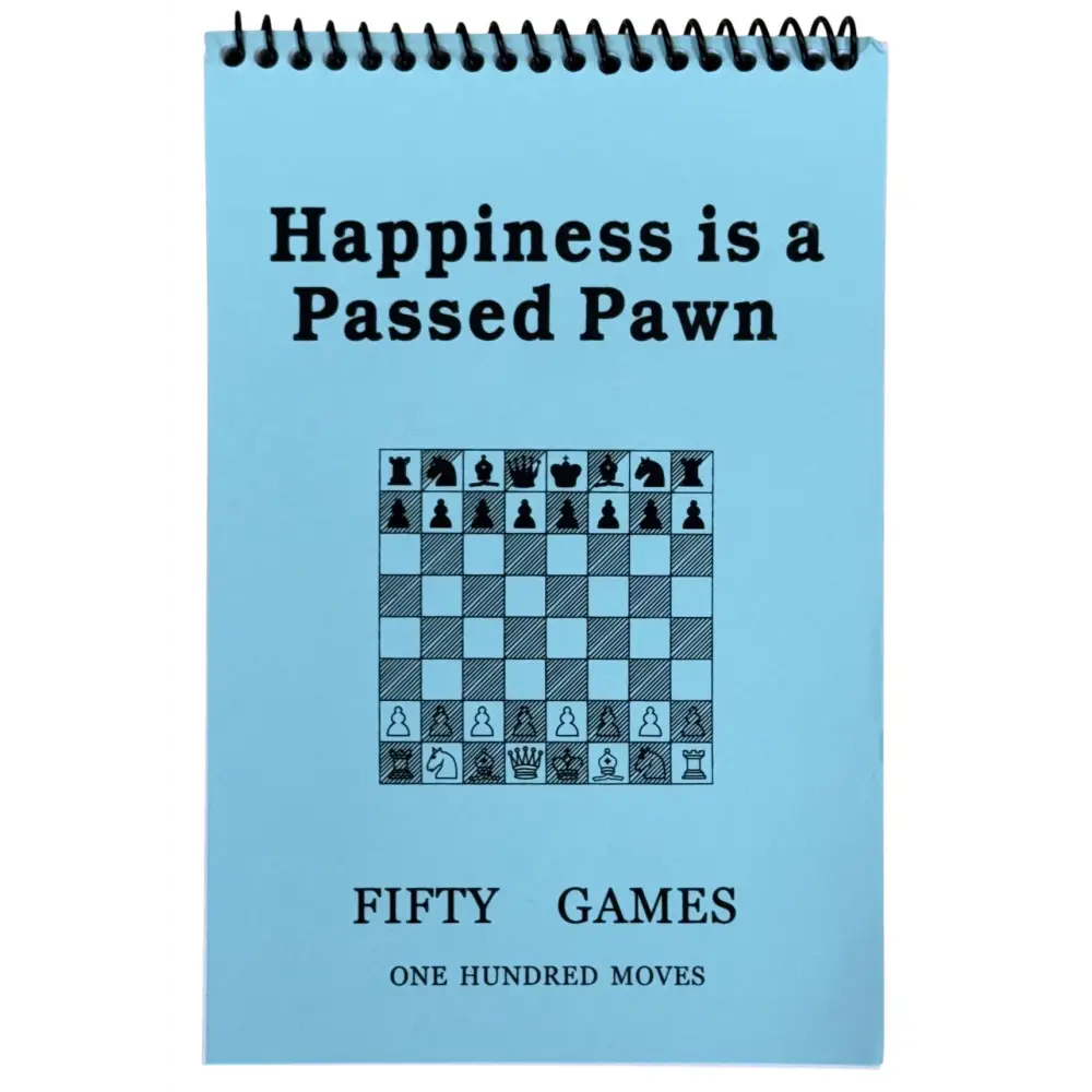 Happiness is a Passed Pawn Blue Softcover Scorebook - Chess Scorebook