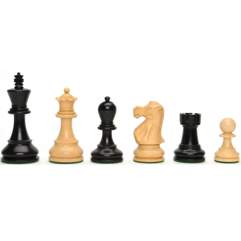 Jacques Chessmen - Weighted & Handpolished Black Stained Wood with 3.77 in. King