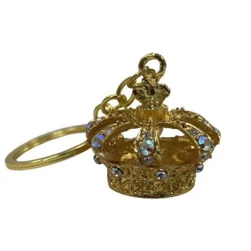 King’s Crown Metal Gold Colored Keychain - Chess Accessories
