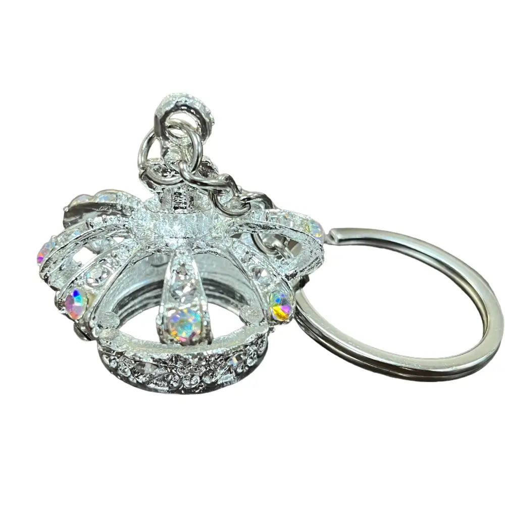 King’s Crown Metal Silver Colored Keychain - Chess Accessories