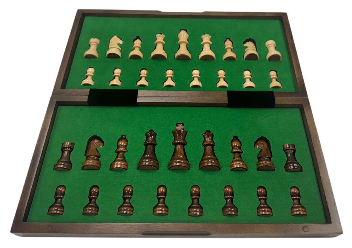 Walnut Magnetic Folding Chess Set & Board