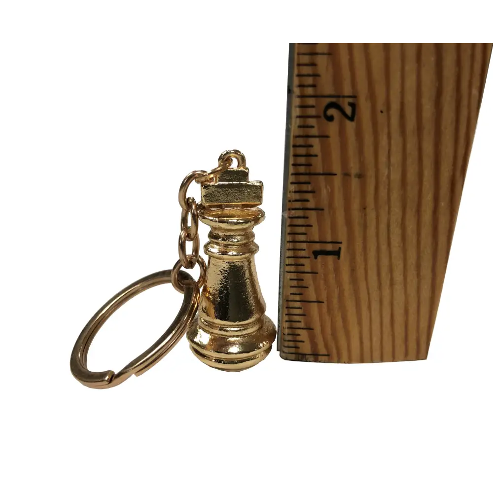Metal King Keychain Gold with a ruler for size