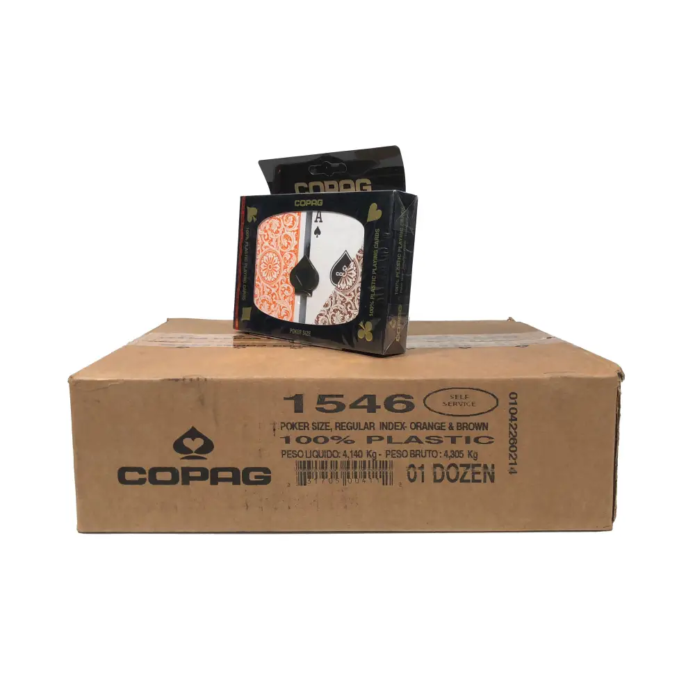 COPAG 1546 Orange & Brown - 12 Duel Decks - Index Choice - Poker