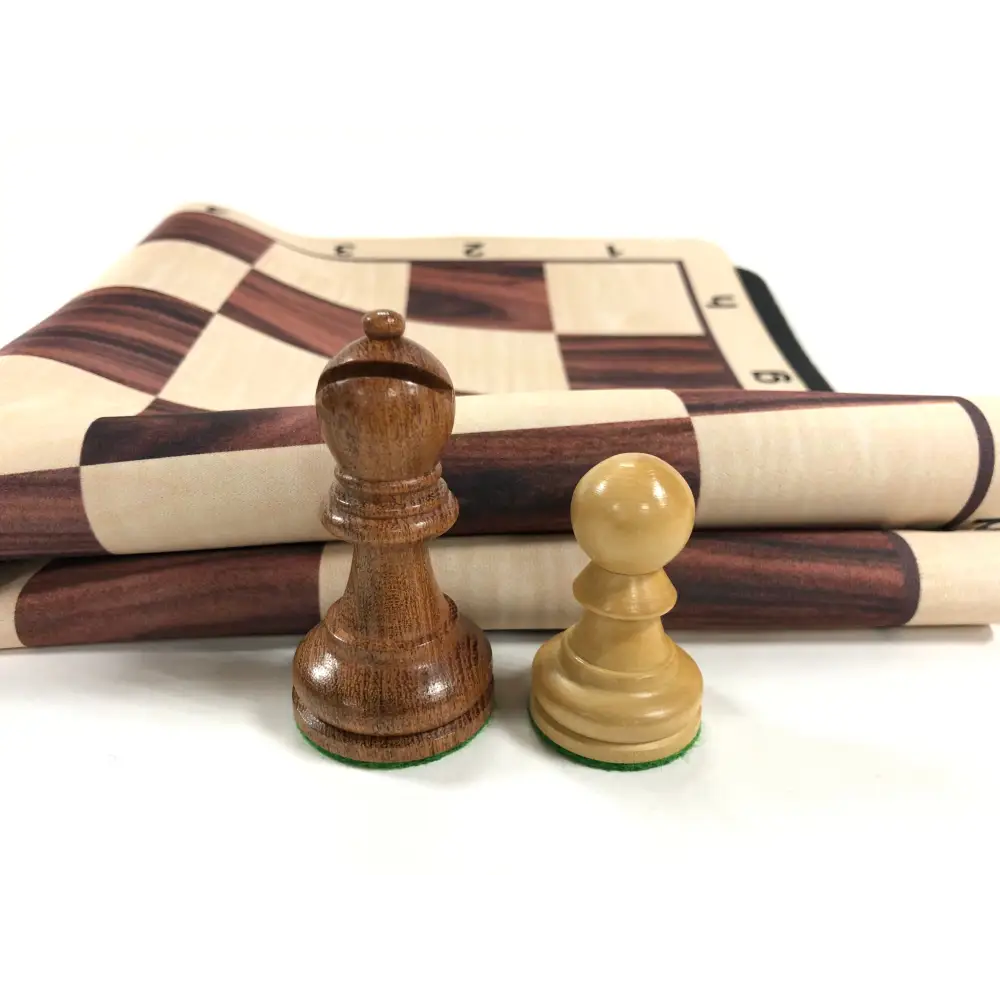 Ultimate Babul Wood Chess Set w/ Rosewood Grain Floppy Board - Chess Pieces