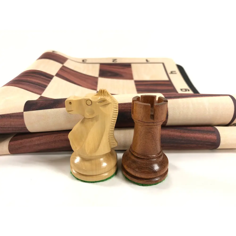 Ultimate Babul Wood Chess Set w/ Rosewood Grain Floppy Board - Chess Pieces