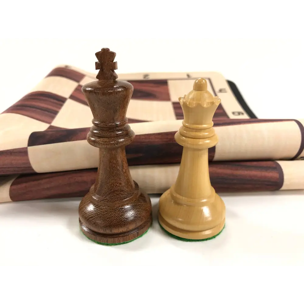 Ultimate Babul Wood Chess Set w/ Rosewood Grain Floppy Board