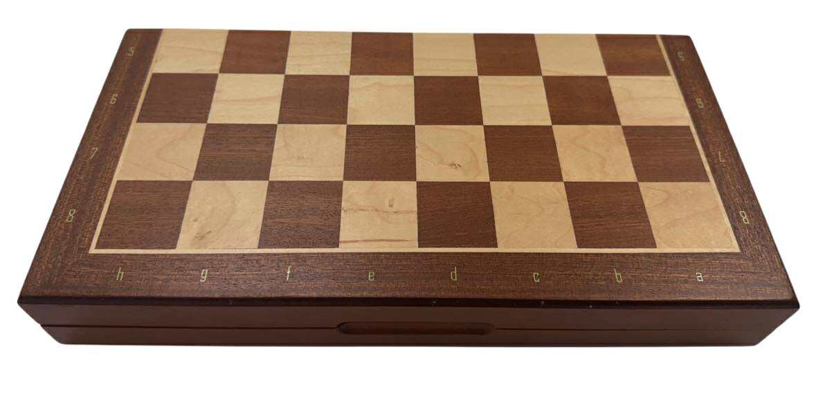 Mahogany Magnetic Folding Chess Set & Board