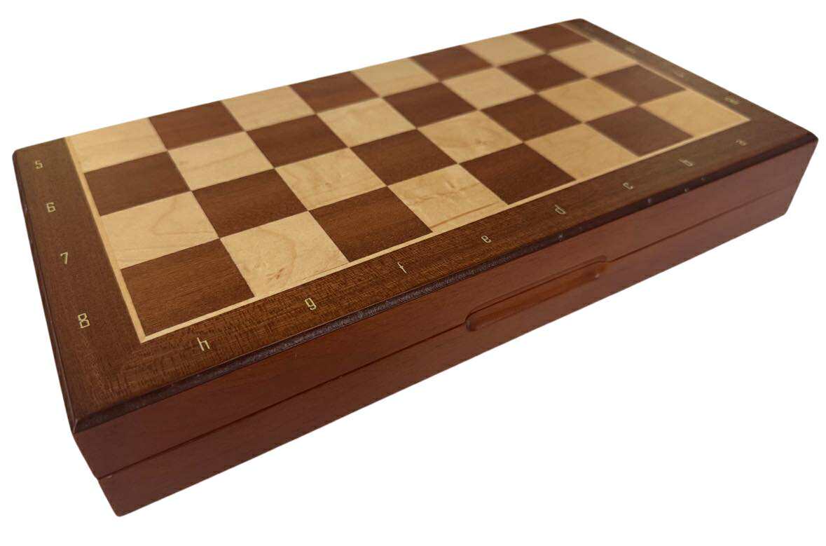 Mahogany Magnetic Folding Chess Set & Board