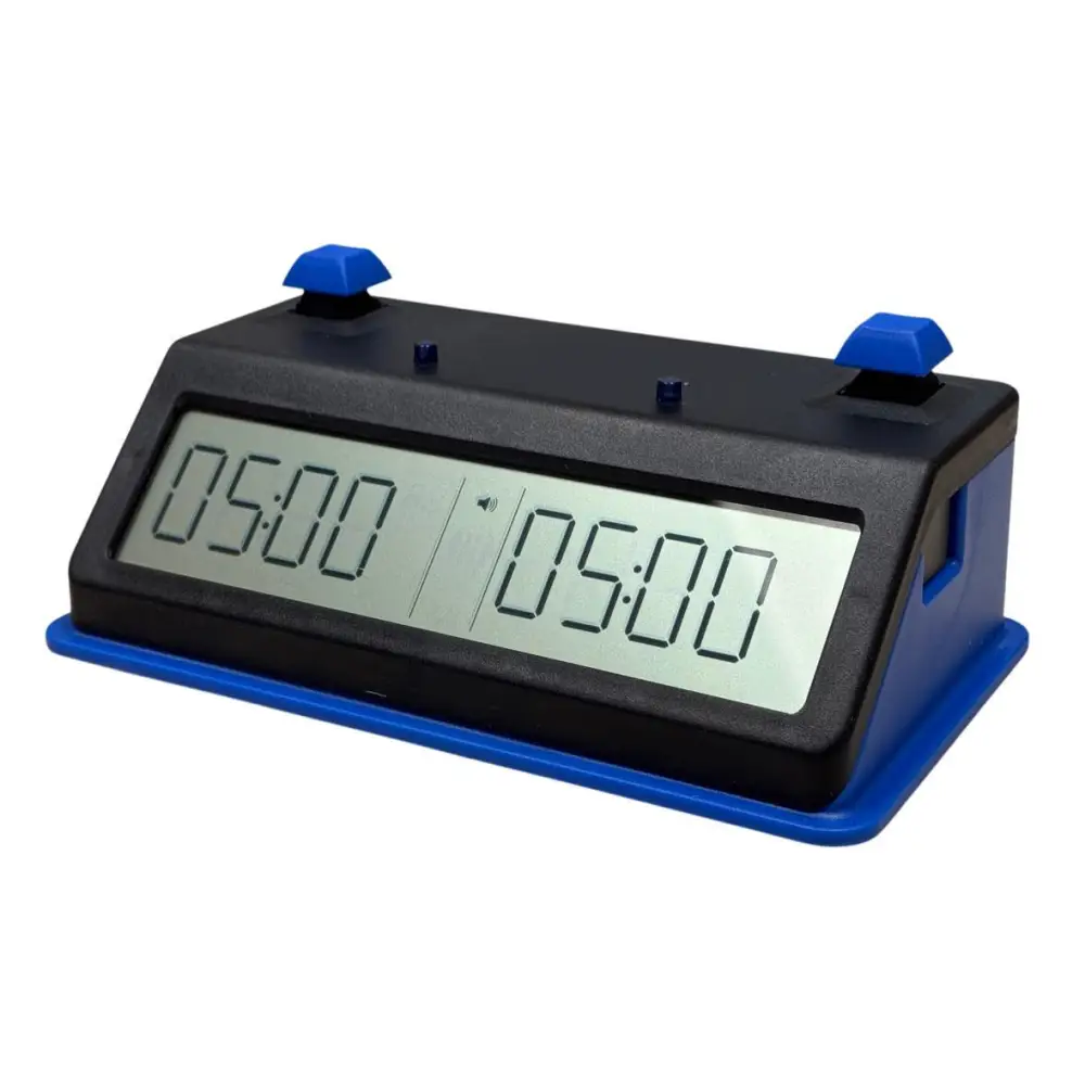 Z Mart Tap-N-Set Digital Chess Clock - Push Button- LCD Display - Blue - Chess Clock