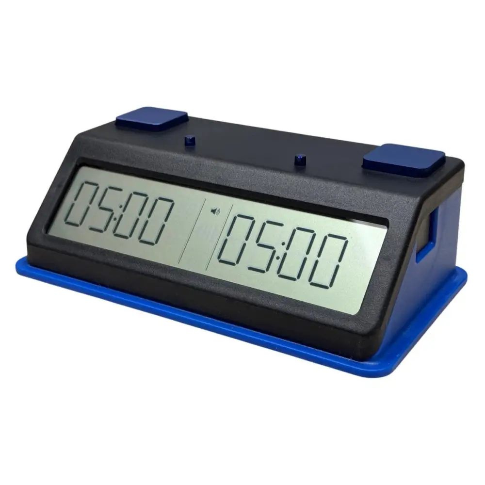 Z Mart Tap-N-Set Digital Chess Clock - Touch Button- LCD Display - Blue - Chess Clock