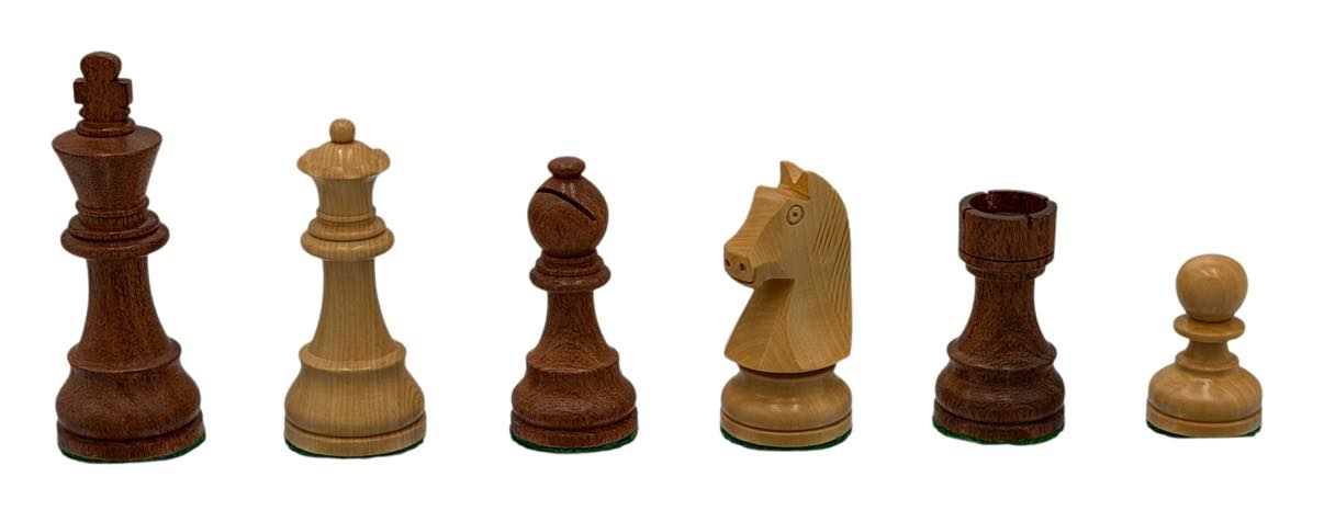 European Babul Wood Chess Set, Weighted Pieces, 3.75" King