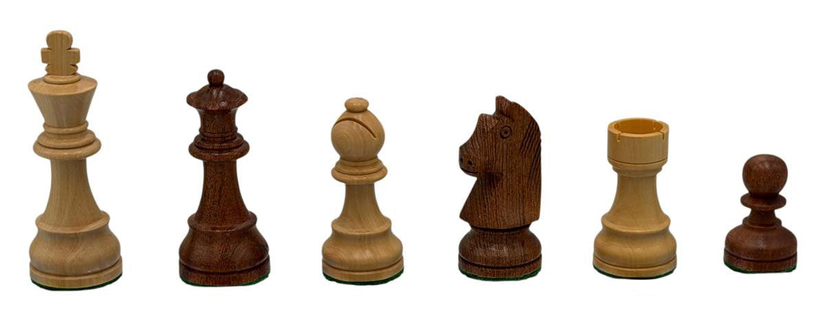 European Babul Wood Chess Set, Weighted Pieces, 3.75" King