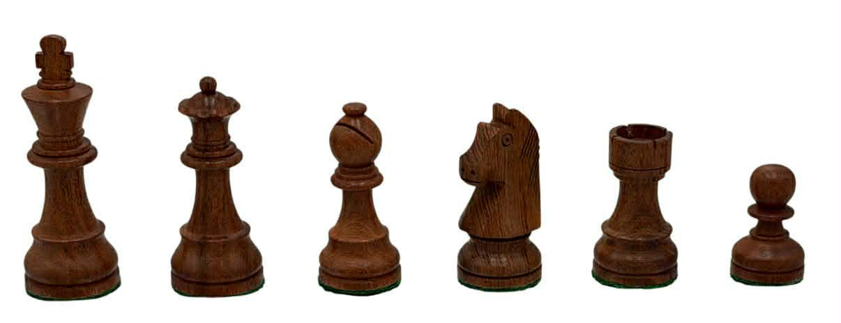European Babul Wood Chess Set, Weighted Pieces, 3.75" King