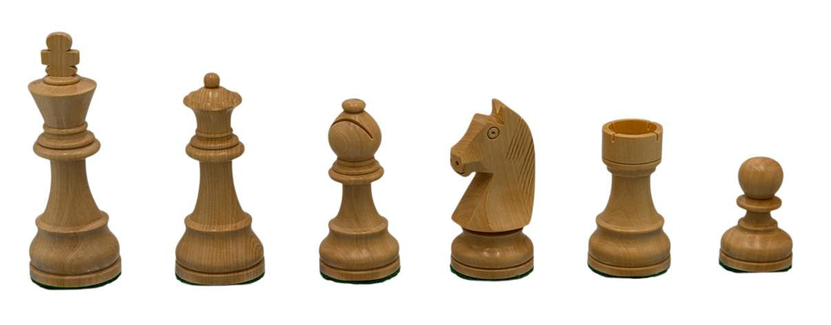 European Chess Set - Babul Wood - 4 Queens - 3x Weighted - 3 3/4 K