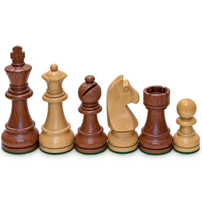 European Babul Wood Chess Set, Weighted Pieces, 3.75" King