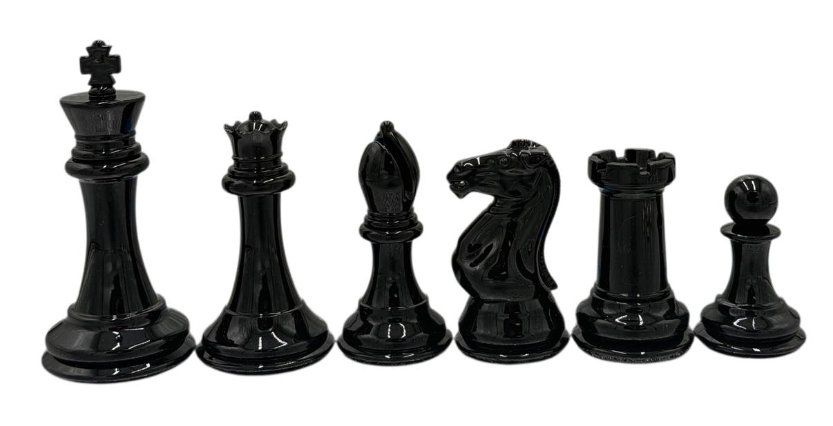 Silver & Black Weighted Chess Pieces, Tournament Size