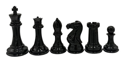 Silver & Black Weighted Chess Pieces, Tournament Size