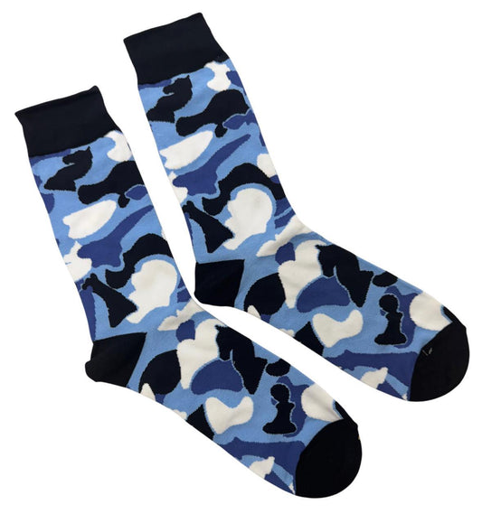 Blue Camouflage Chess Socks 