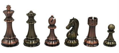 Copper & Brass Satin Finish Chess Set - 4lbs - 4.25 in. King