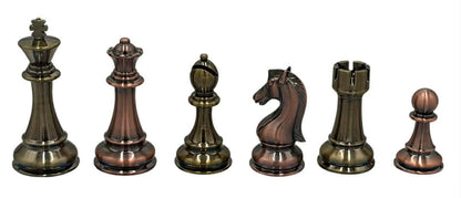 Copper & Brass Satin Finish Chess Set - 4lbs - 4.25 in. King