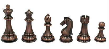 Copper & Brass Satin Finish Chess Set - 4lbs - 4.25 in. King